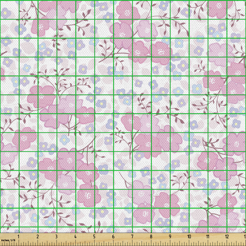 Bitki Parça Kumaş Pastel Tonlarda Narin Bahar Çiçekleri Görseli