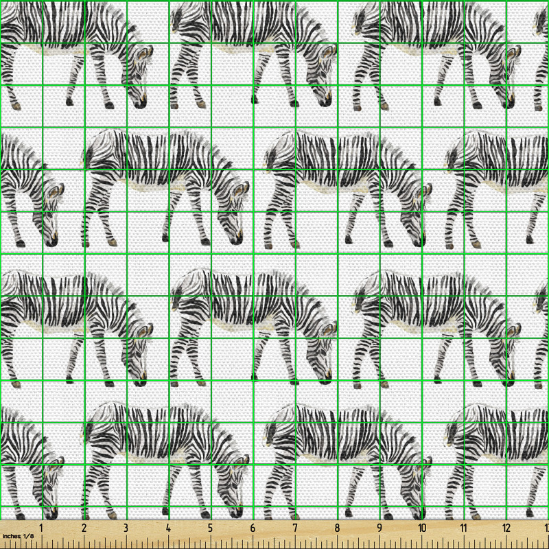 Canlı Parça Kumaş Düz Zeminde Tekrar Baskılı Zebra Deseni 