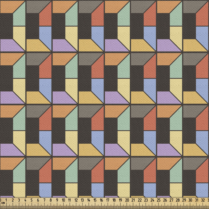 Geometrik Parça Kumaş Üç Boyutlu Görünümlü Yamuk Şekilli Görsel