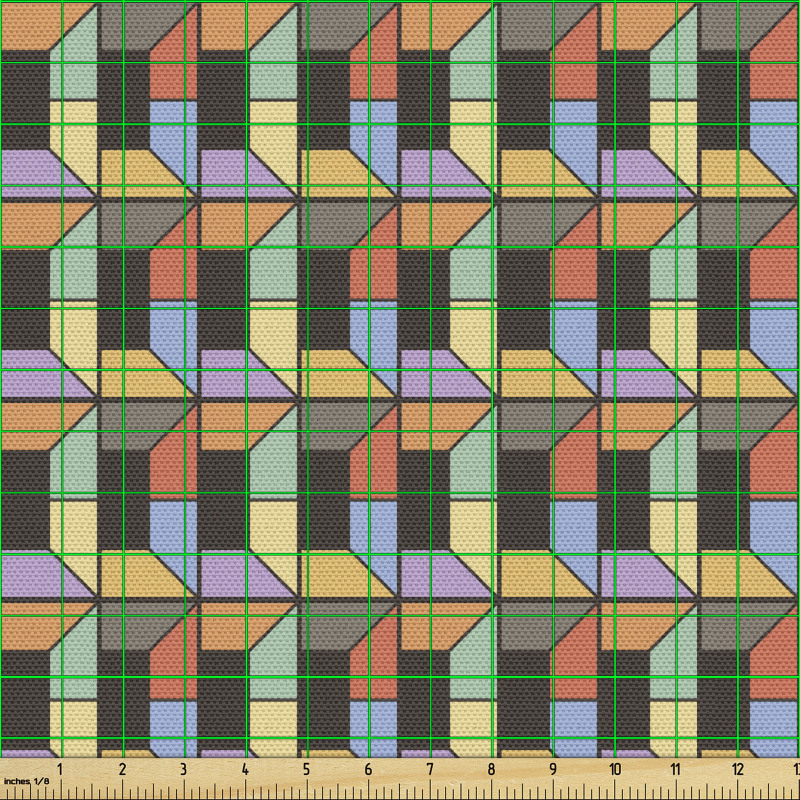 Geometrik Parça Kumaş Üç Boyutlu Görünümlü Yamuk Şekilli Görsel