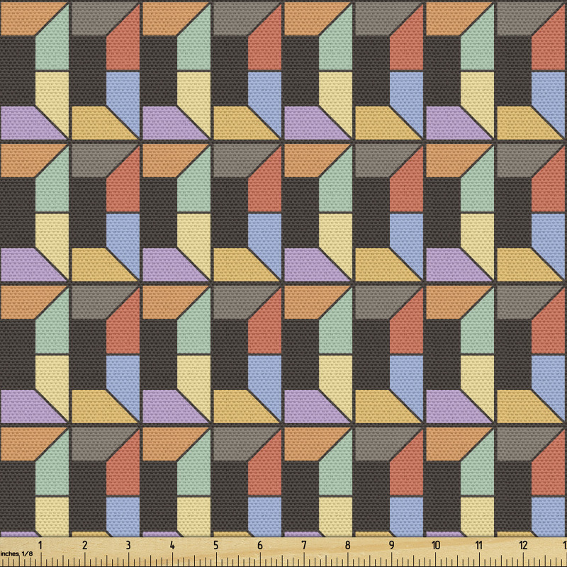 Geometrik Parça Kumaş Üç Boyutlu Görünümlü Yamuk Şekilli Görsel