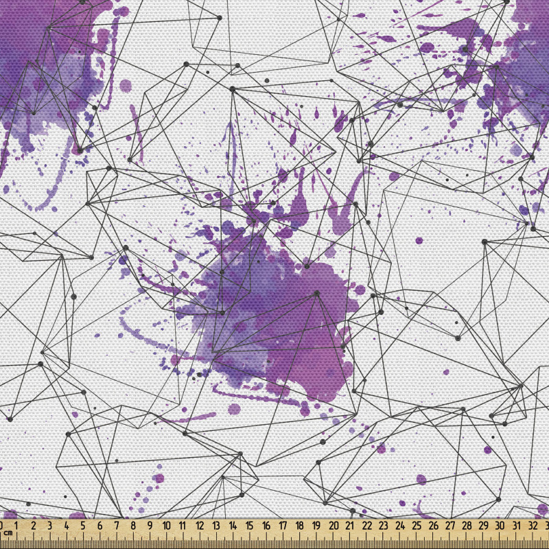 Geometrik Parça Kumaş Boya Sıçratılmış Zeminde Grafik Çizgiler