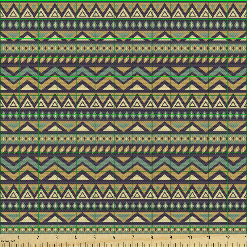 Geometrik Parça Kumaş Kabile Temalı Etnik Motifli Kompozisyon