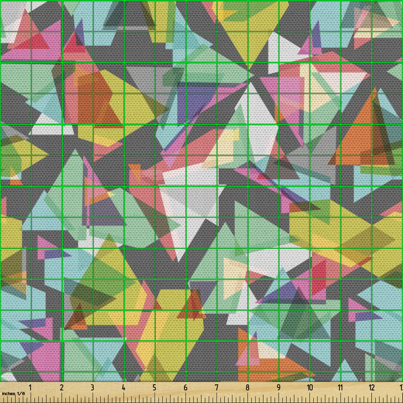 Geometrik Parça Kumaş Artistik Sanatsal Çokgenler Desenli Şık
