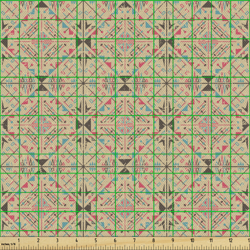 Geometrik Parça Kumaş Mozaik Görünümlü Karelerde Etnik Çalışma