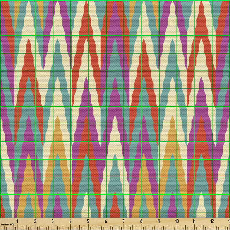 Geometrik Parça Kumaş Pürüzlü Görünümlü Zik Zak Çizgili Tasarım