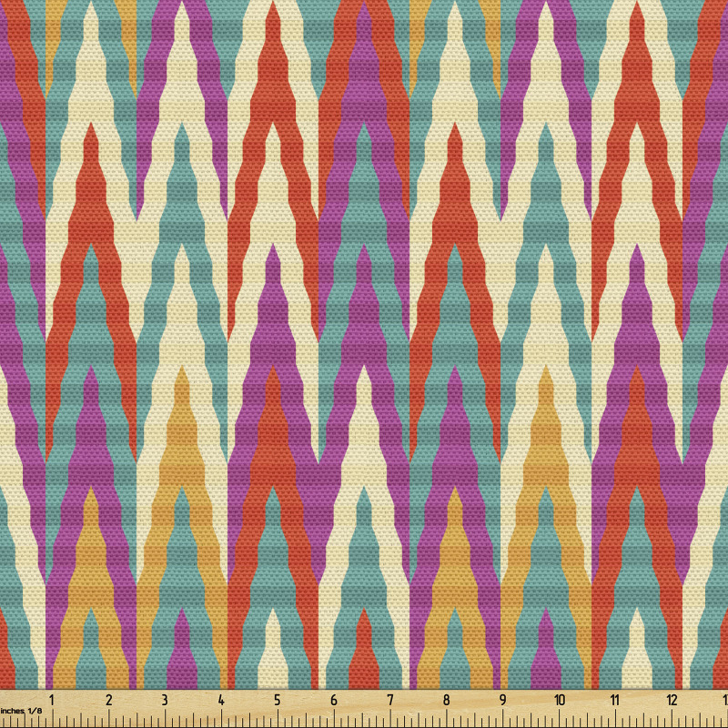 Geometrik Parça Kumaş Pürüzlü Görünümlü Zik Zak Çizgili Tasarım