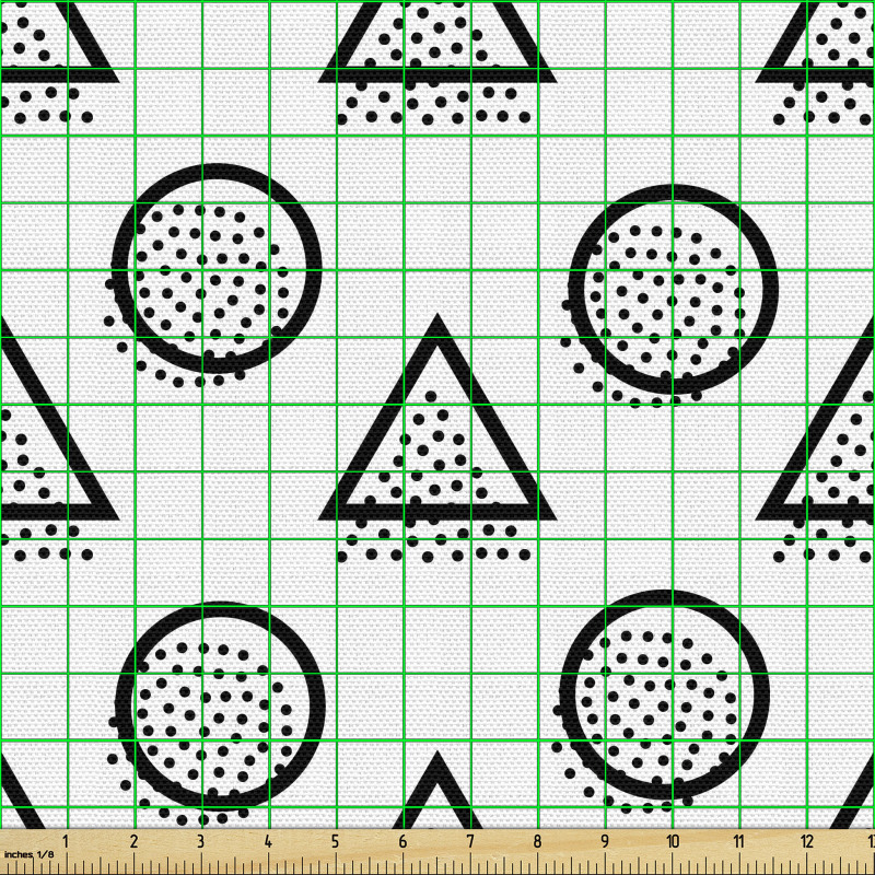 Geometrik Parça Kumaş Üçgen ve Yuvarlak Şekiller Tekrarlı Desen