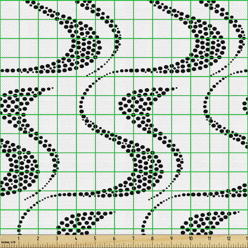 Benekli Parça Kumaş Siyah Beyaz Noktalı Desenli Daire Çizimli