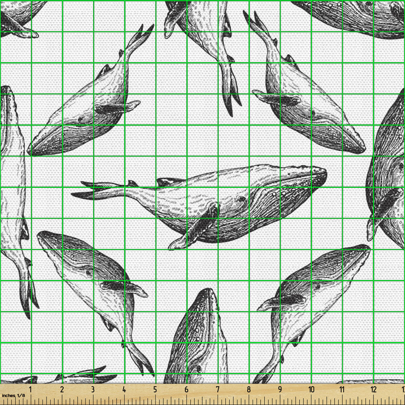 Balina Parça Kumaş Çapraz Çizgi Halinde Büyük Deniz Hayvanı