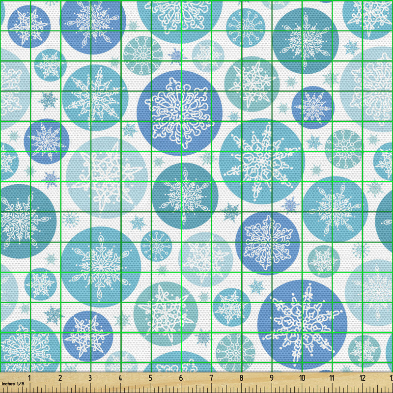 Kutlama Parça Kumaş Yuvarlaklar İçindeki Kar Taneleri Deseni