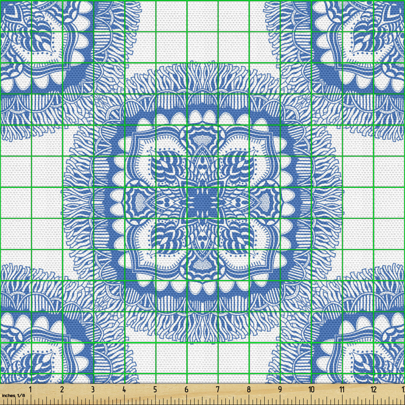 Mandala Parça Kumaş Geometrik Şekil İçinde Mistik Motifler
