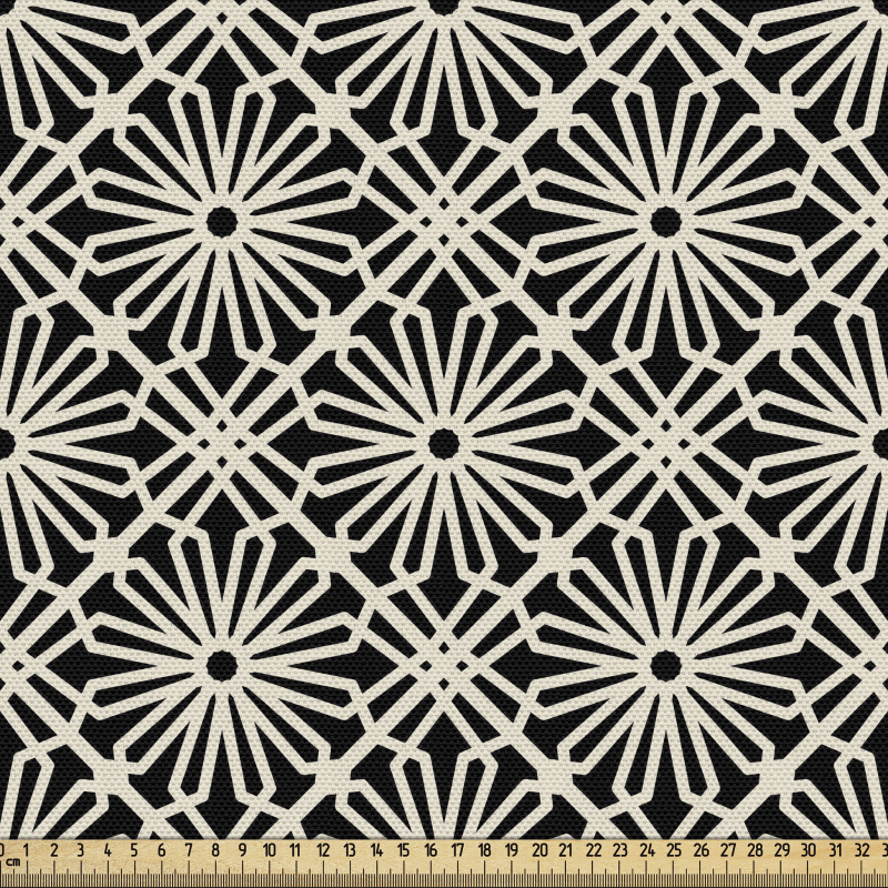 Doğu Parça Kumaş Kesişen Şeritler ile Geometrik Çiçek Desenleri