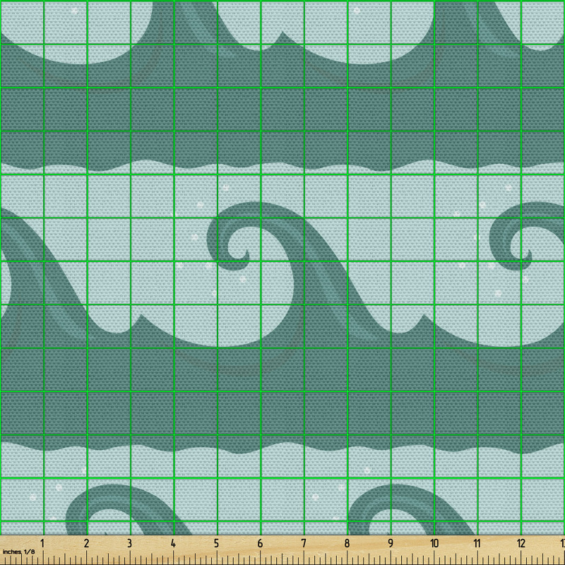 Doğa Parça Kumaş Mavi Deniz Üzerindeki Dalga Desenli Şekil