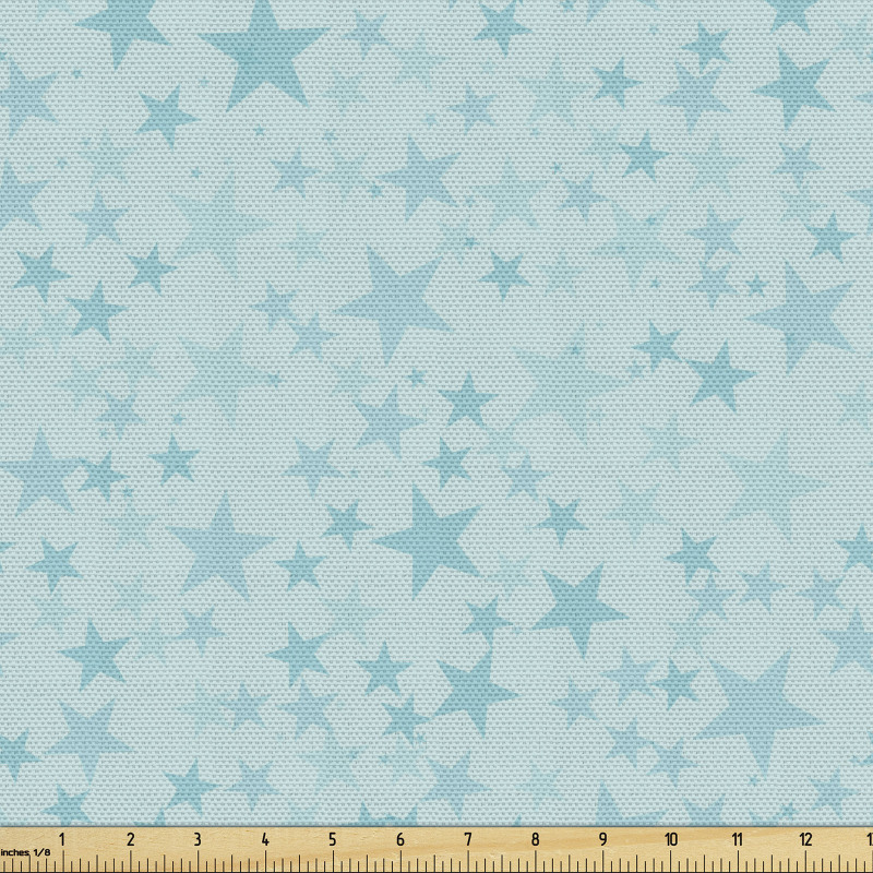 Ombre Parça Kumaş Mavinin Değişik Tonlarında Yıldızlar Desenli