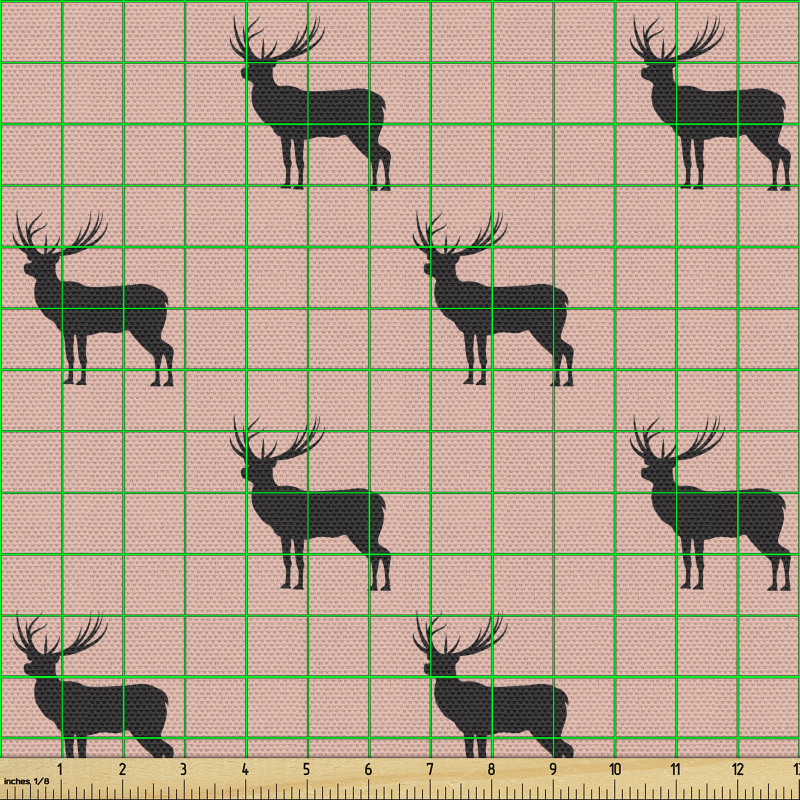 Hayvanlar Parça Kumaş Pembe Fon Üzerindeki Geyikler Desenli