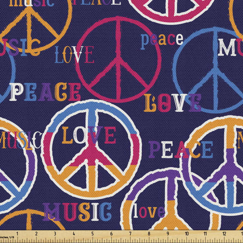 Hippi Parça Kumaş Sevgi Barış Müzik Yazılı Tekrarlı Semboller