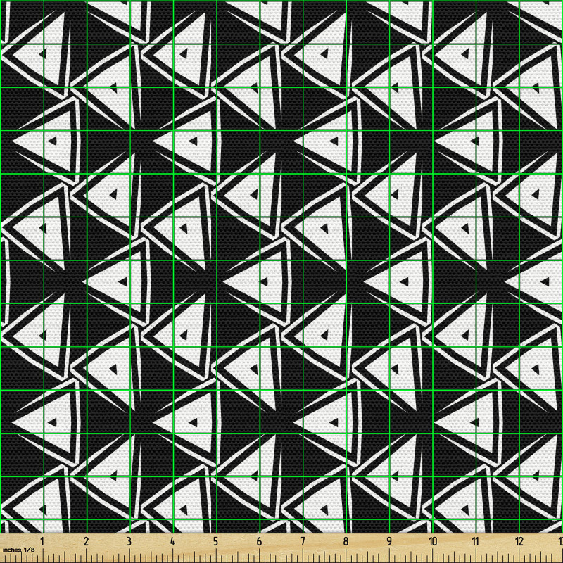 Geometrik Parça Kumaş Tekrarlı Siyah Üçgen Şekilleri Çizimleri
