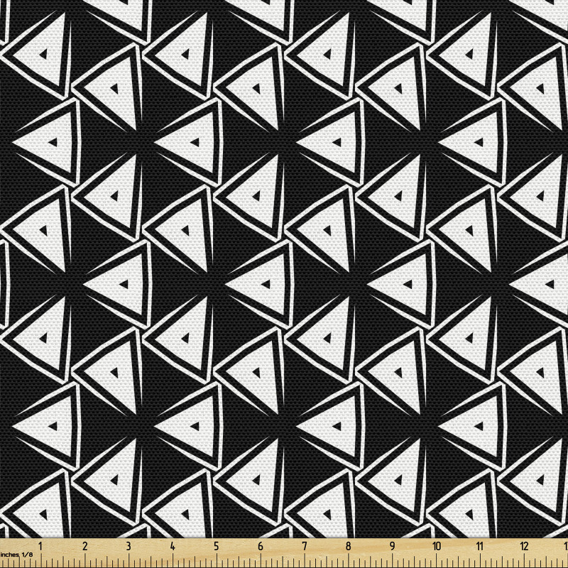 Geometrik Parça Kumaş Tekrarlı Siyah Üçgen Şekilleri Çizimleri