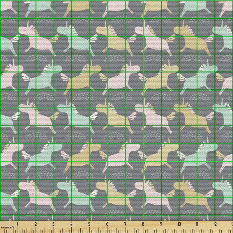 Unicorn Parça Kumaş Soluk Tonda Rengarenk Tek Boynuzlu Atlar