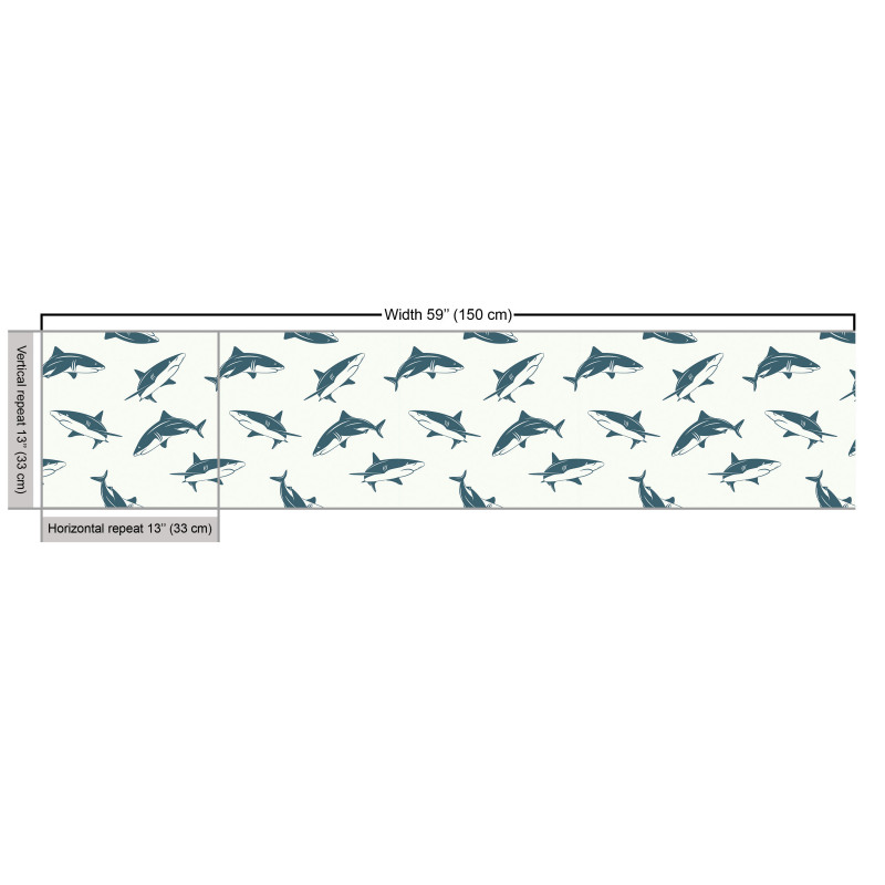 Hayvan Deseni Parça Kumaş Köpek Balığı Sürüsü