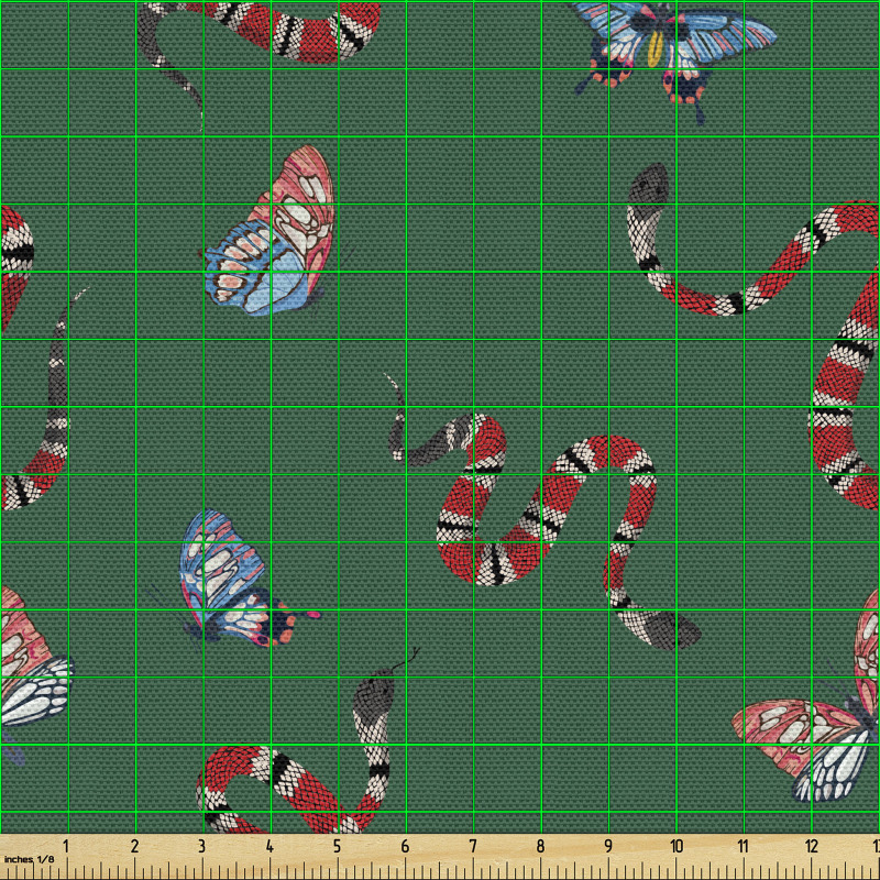 Doğa Parça Kumaş Detaylı ve Zarif Yılan ile Kelebek İkonları