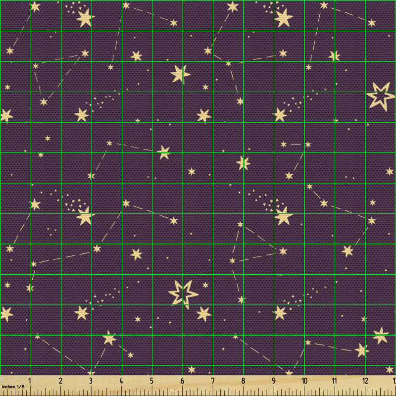 Uzay Parça Kumaş Mor Fon Üzerindeki Yıldızlar Desenli Gökyüzü