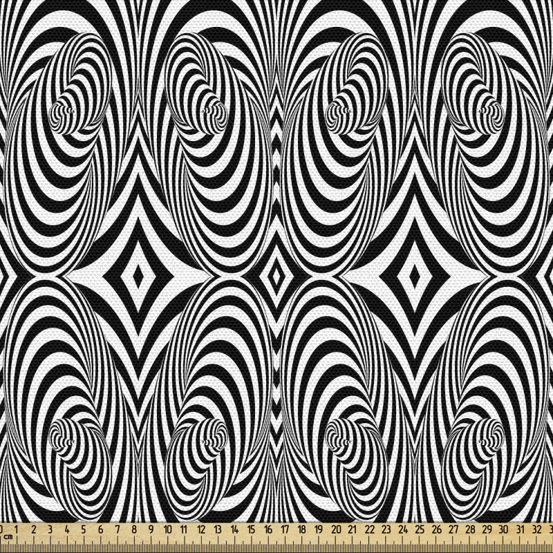 Soyut Parça Kumaş Siyah Beyaz Optik İllüzyon Desenli Zebra