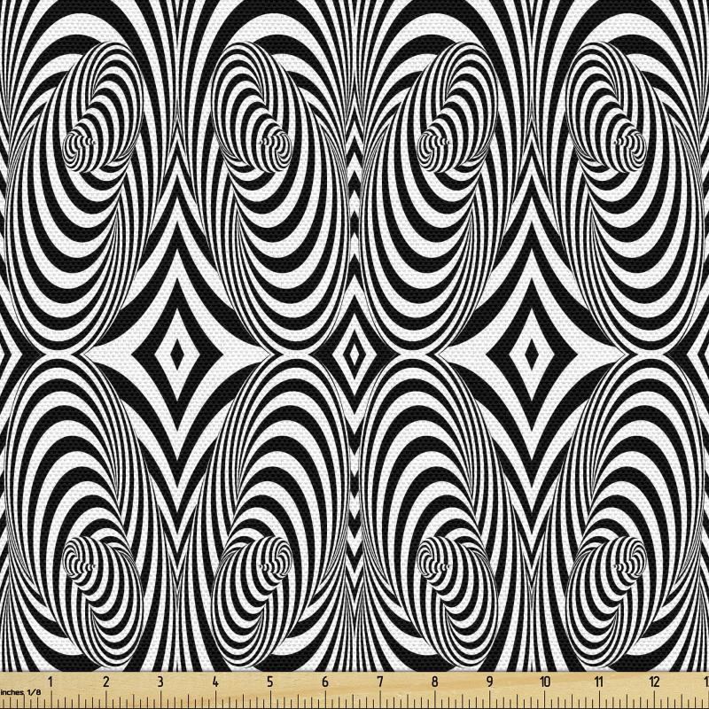 Soyut Parça Kumaş Siyah Beyaz Optik İllüzyon Desenli Zebra