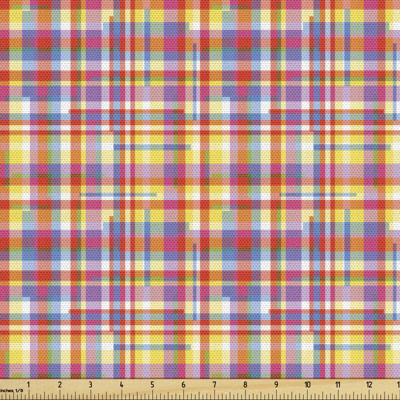 Geometrik Parça Kumaş Rengarenk Çizgili