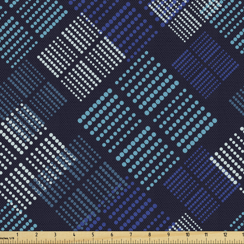 Geometrik Parça Kumaş Noktalı Kareler Desenli