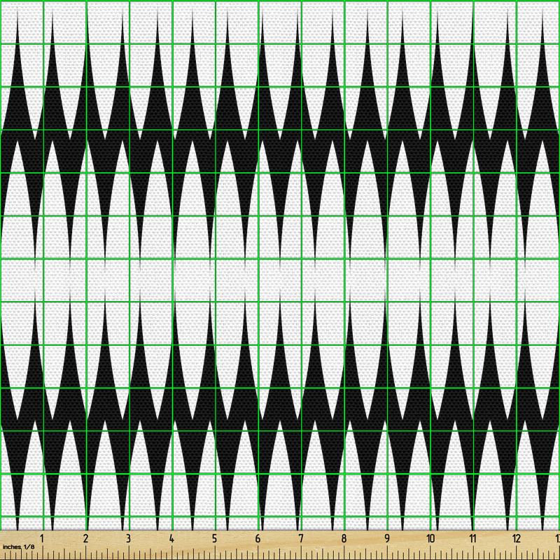 Geometrik Parça Kumaş Siyah Beyaz Çizgili Yatay Oval Formlar