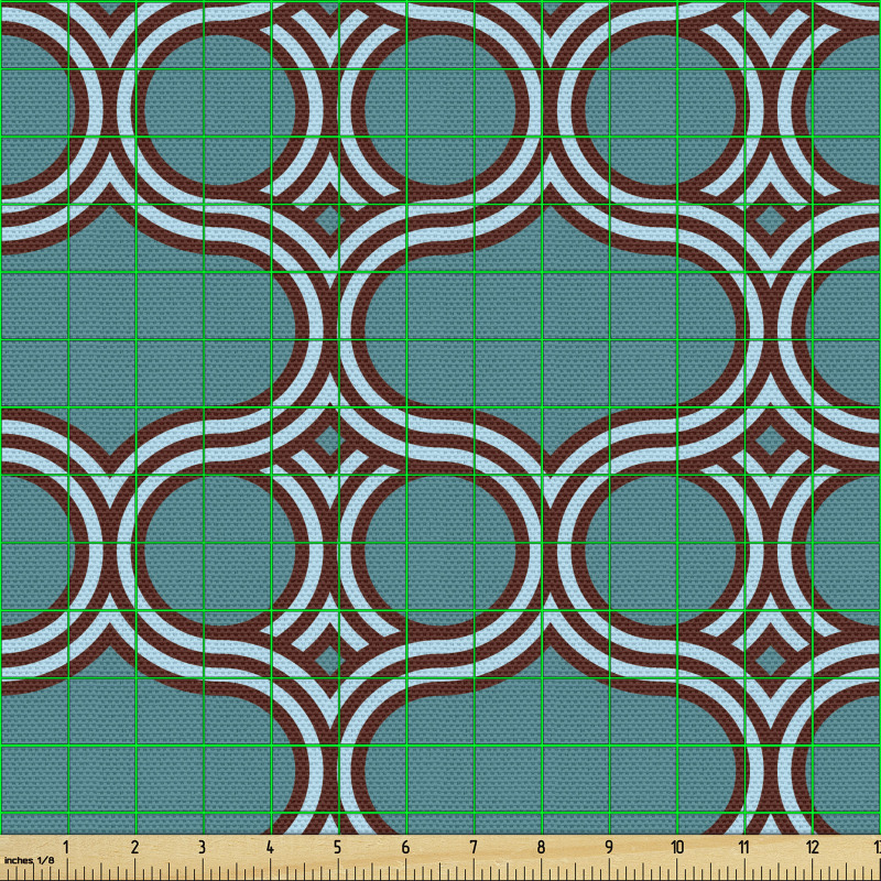 Moda Parça Kumaş Kıvrımlı Çizgiler ve Yuvarlak ile Retro Desen