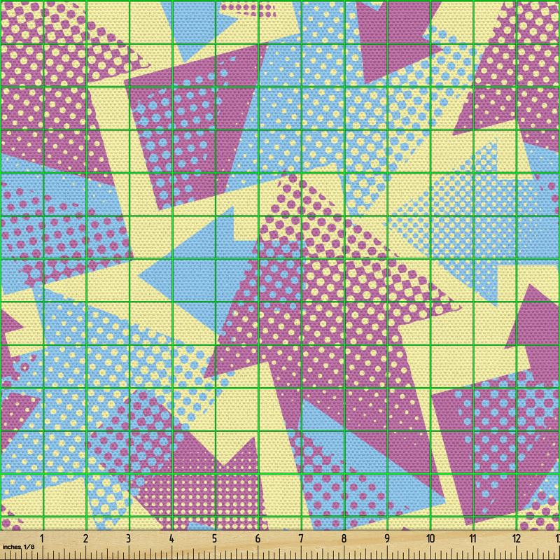 Geometrik Parça Kumaş Mavi Sarı Pembe Oklar Dekoratif Desenli