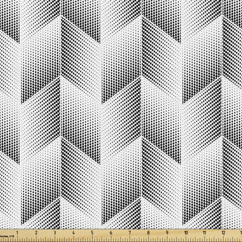 Geometrik Parça Kumaş Beyaz Siyah Benekli Çizgili Grafik Çizim