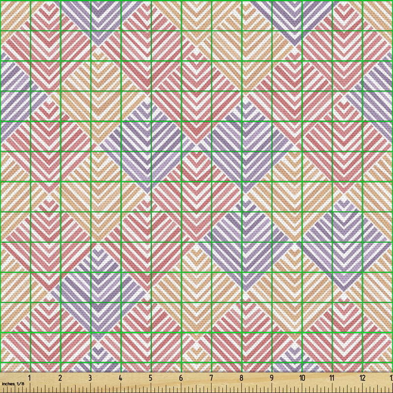 Geometrik Parça Kumaş Pastel Tonlarında Çizgili Kareler Deseni