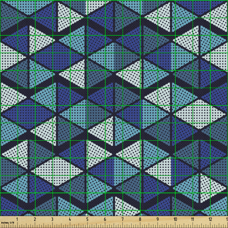 Modern Parça Kumaş Ters ve Düz Noktalı Üçgenler ile Dörtgenler