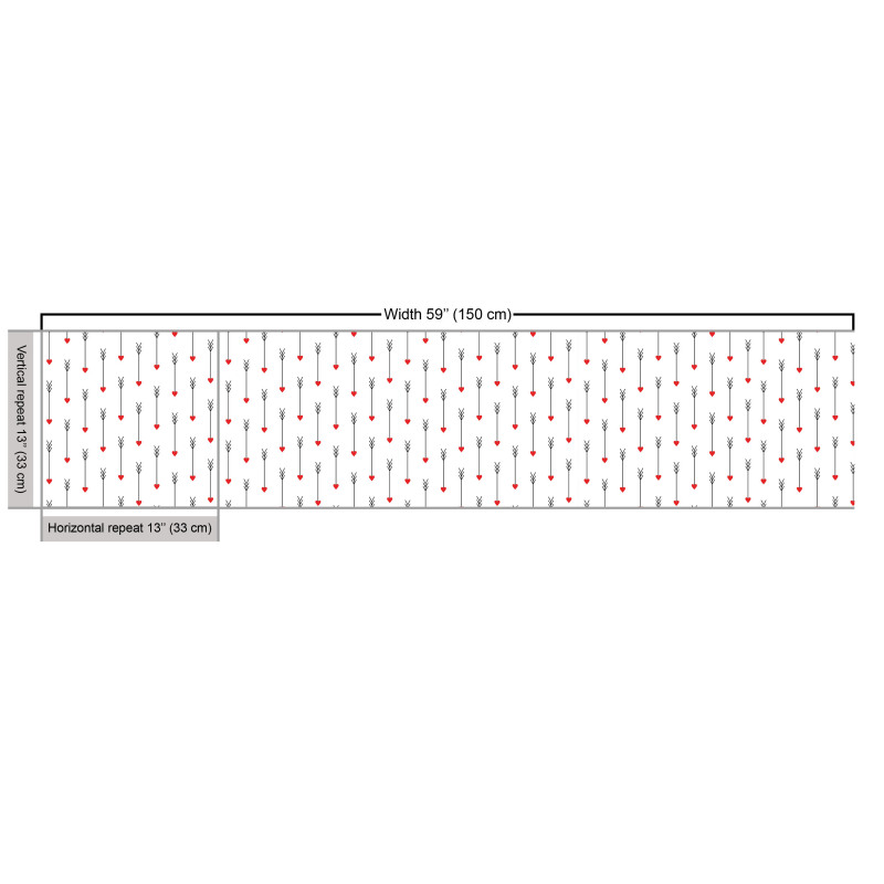 Eğlenceli Parça Kumaş Grafik Çizim ile Kalpli Aşk Okları Deseni