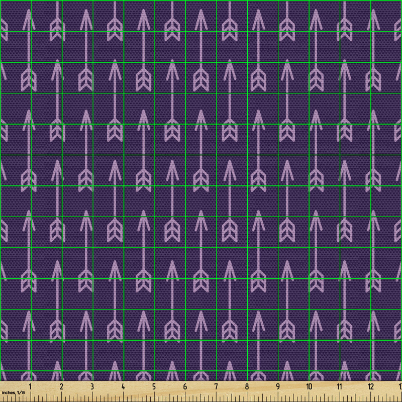 Geometrik Parça Kumaş Mor Fonlu Oklar Desenli