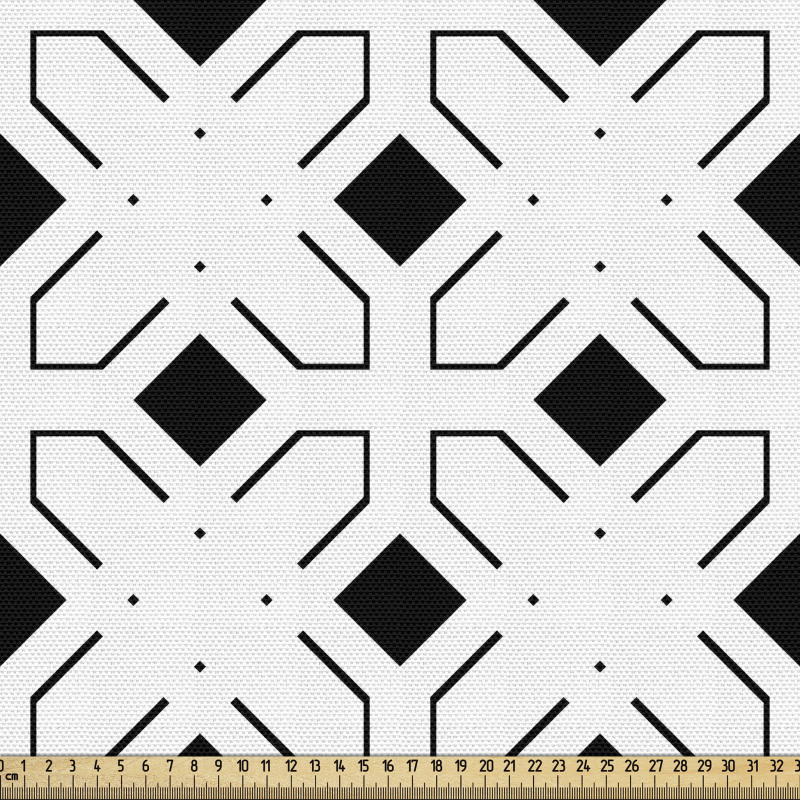 Geometrik Parça Kumaş Dörtgenler ve Noktalar ile Modern Desen
