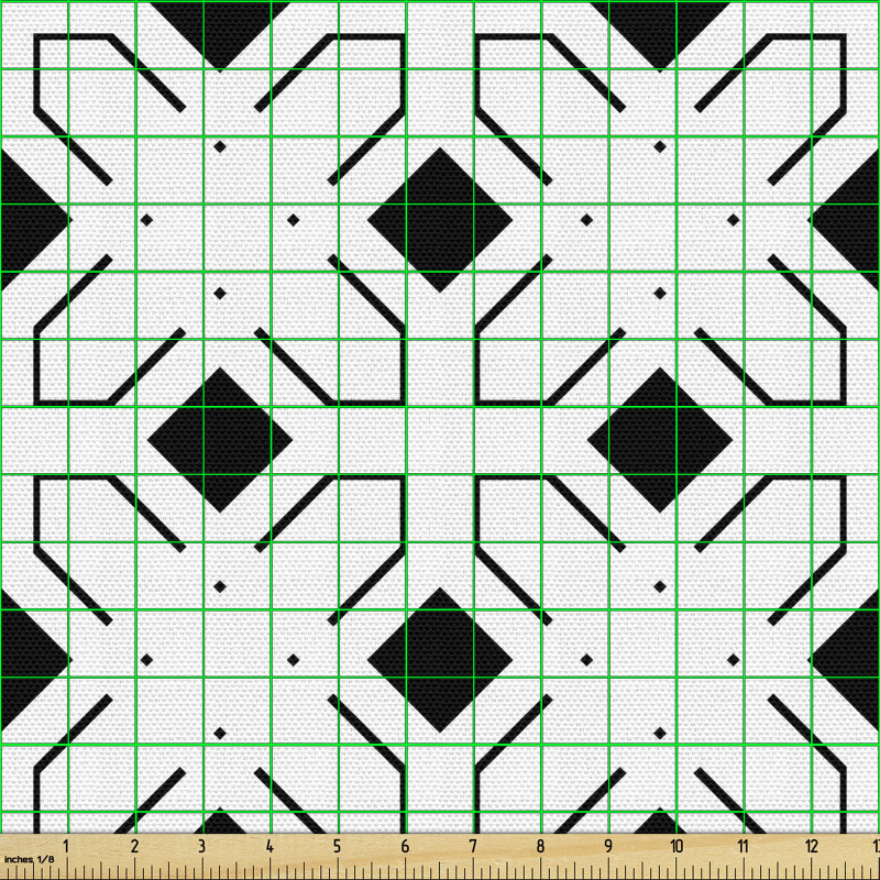 Geometrik Parça Kumaş Dörtgenler ve Noktalar ile Modern Desen