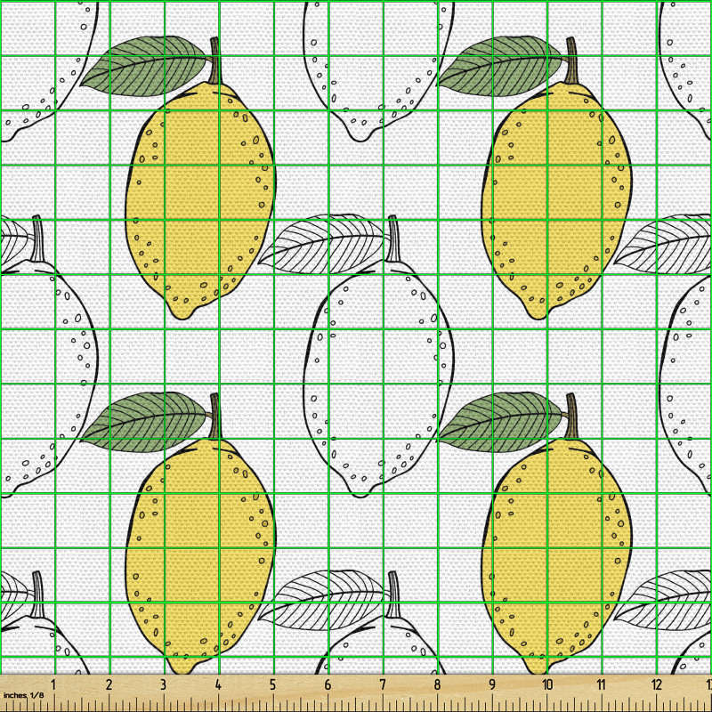 Karalama Parça Kumaş Sade ve Basit Yapraklı Limon Çizimleri
