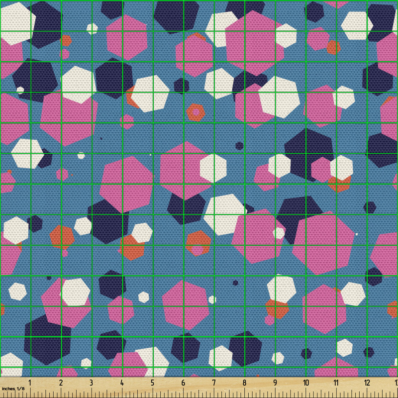 Geometrik Parça Kumaş Büyük ve Küçük Dağınık Altıgen Şekilleri