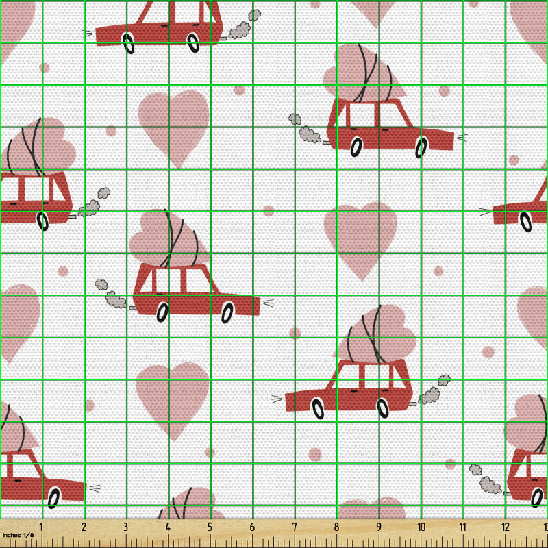Romantik Parça Kumaş Arabanın Tavanına Bağlanmış Kalp İkonları