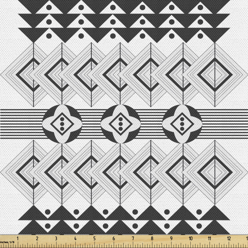 Folk Parça Kumaş Etnik Motiflerden Oluşan Geometrik Şekiller