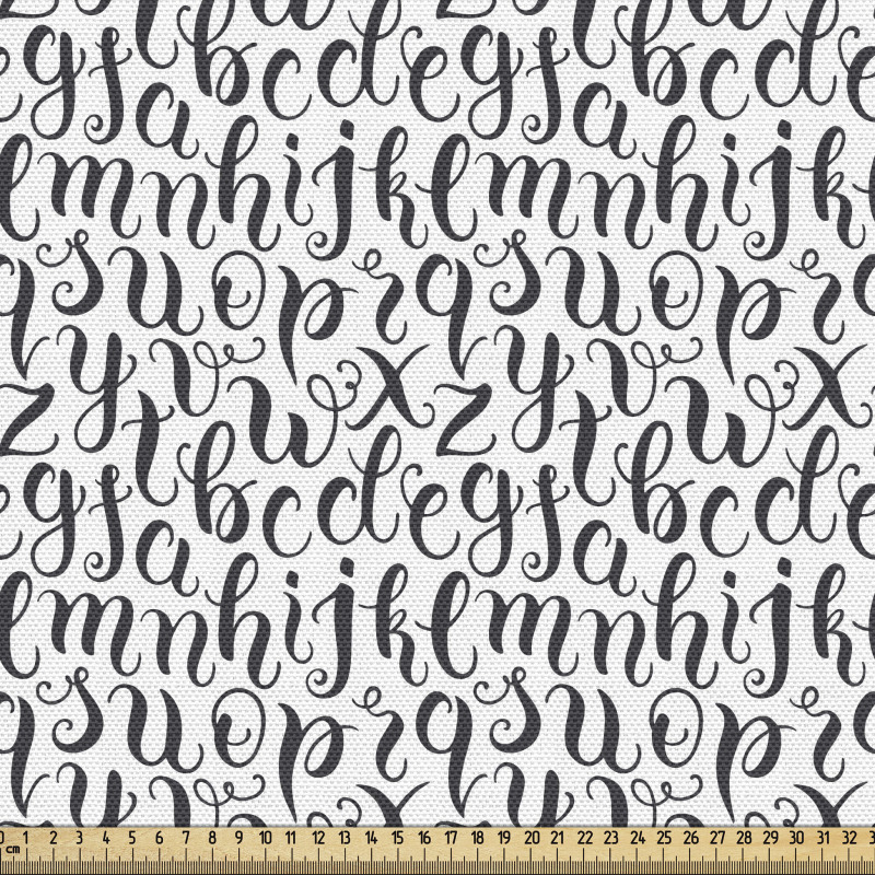 Alfabe Parça Kumaş Eğik Kıvrımlı Çizgilerle Çizilmiş Harfler