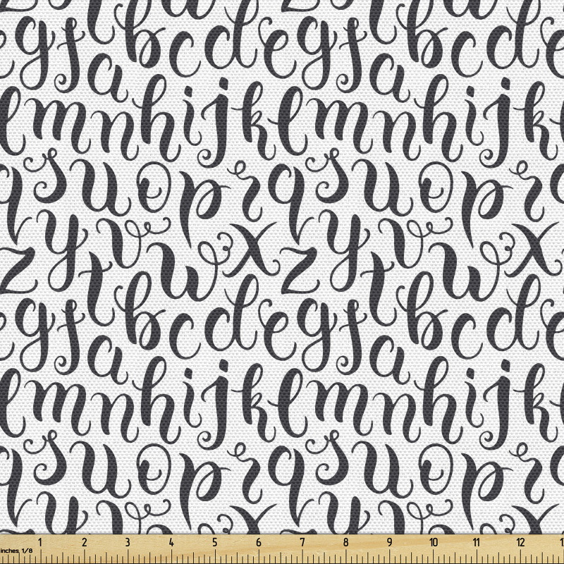 Alfabe Parça Kumaş Eğik Kıvrımlı Çizgilerle Çizilmiş Harfler