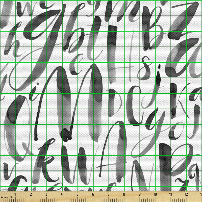 Öğretici Parça Kumaş Sulu Boyayka Yapılmış Kıvrımlı harfler
