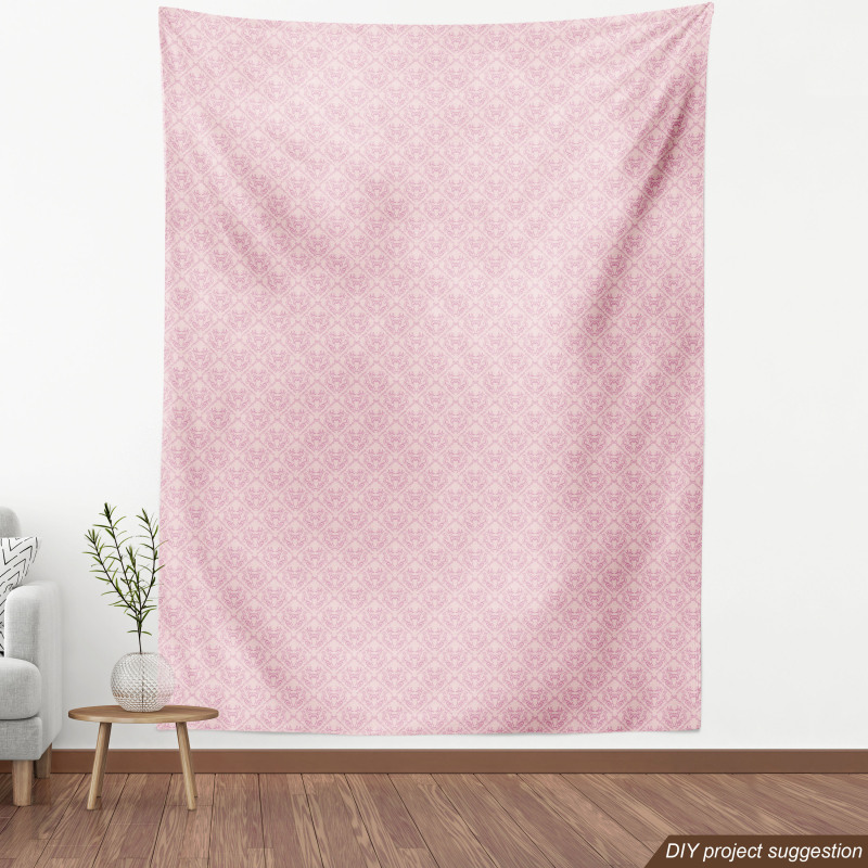 Floral Parça Kumaş Pembe Fon Üzerindeki Damask Çiçekler Klasik