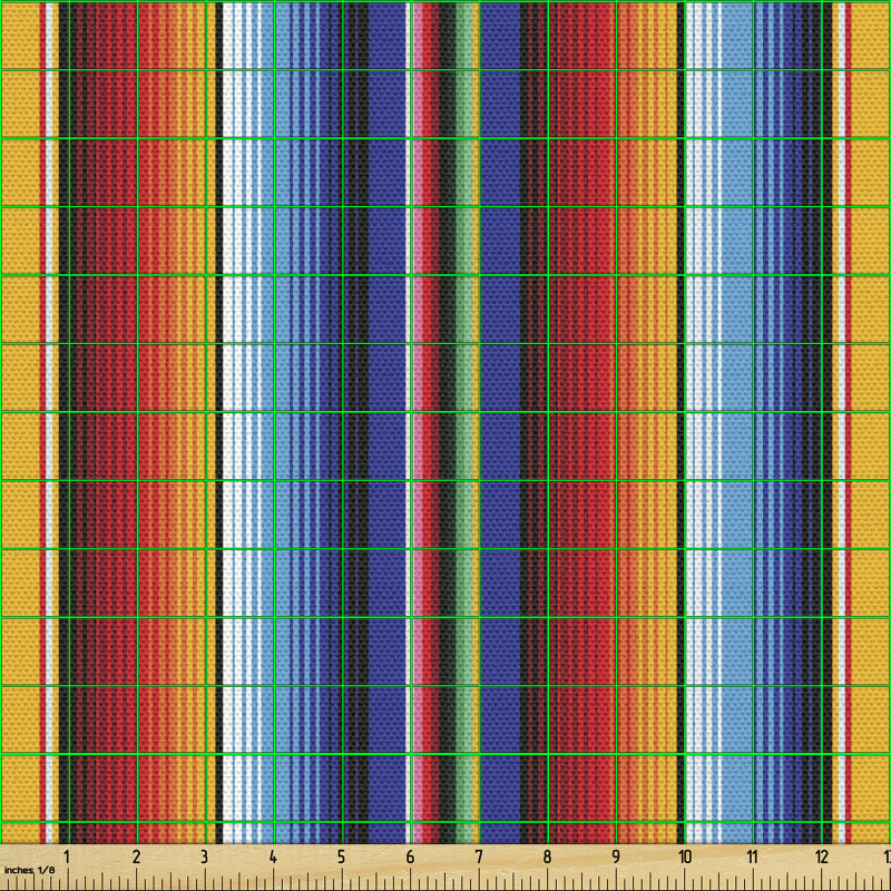 Geometrik Parça Kumaş Dikey Tekrarlanmış Rengarenk Şeritler